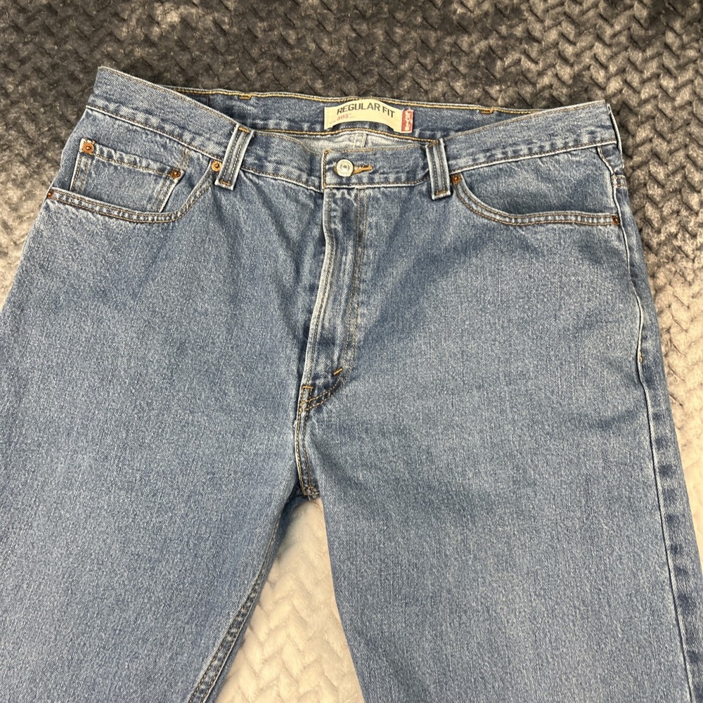 Levi's 505 Mens 40x34 Blue Regular Fit Straight Leg Denim Jeans Medium Wash Y2K - Picture 2 of 11